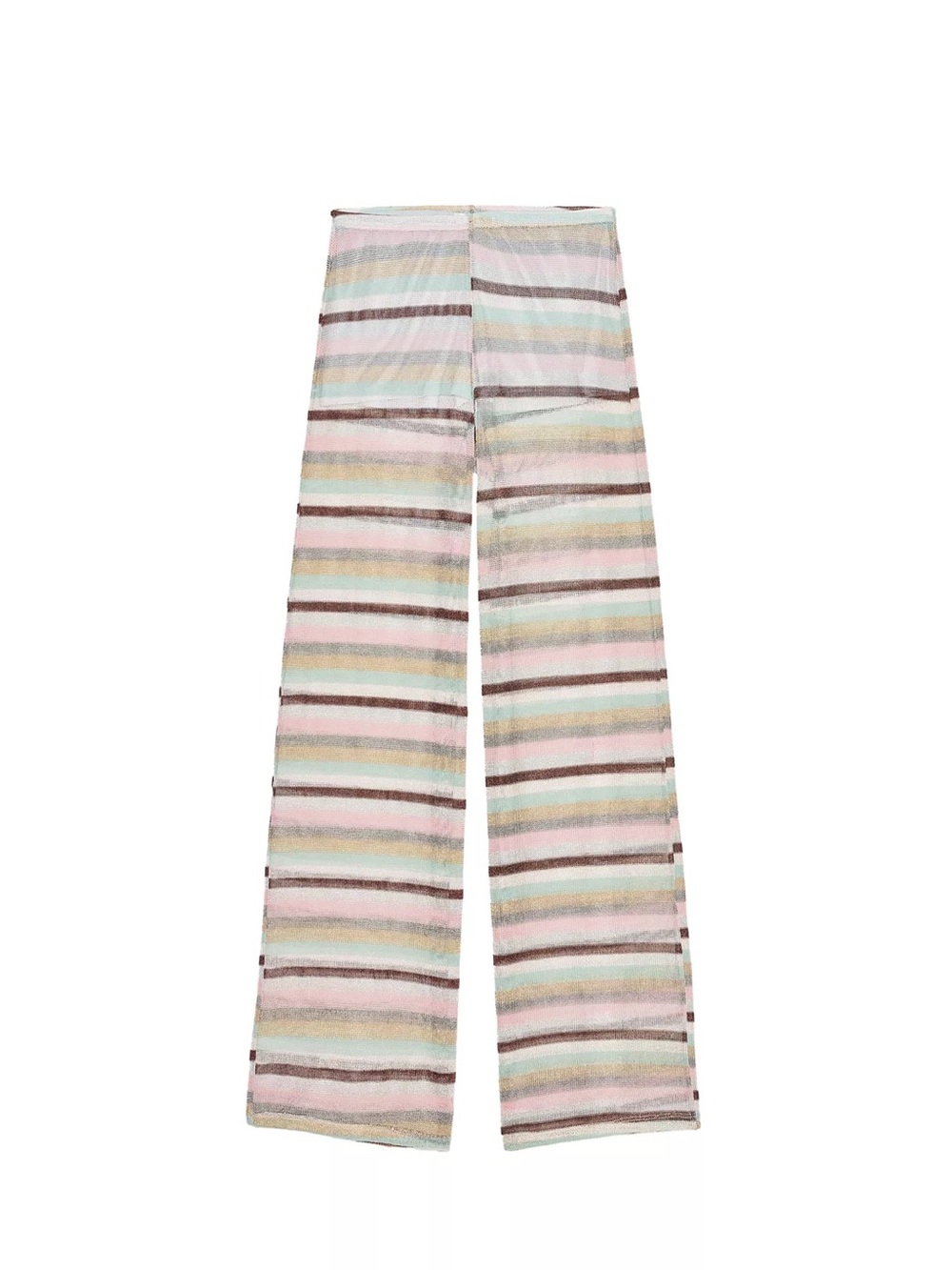 ZARA Striped Metallic Thread Wide-Leg Pants - Multi colored
